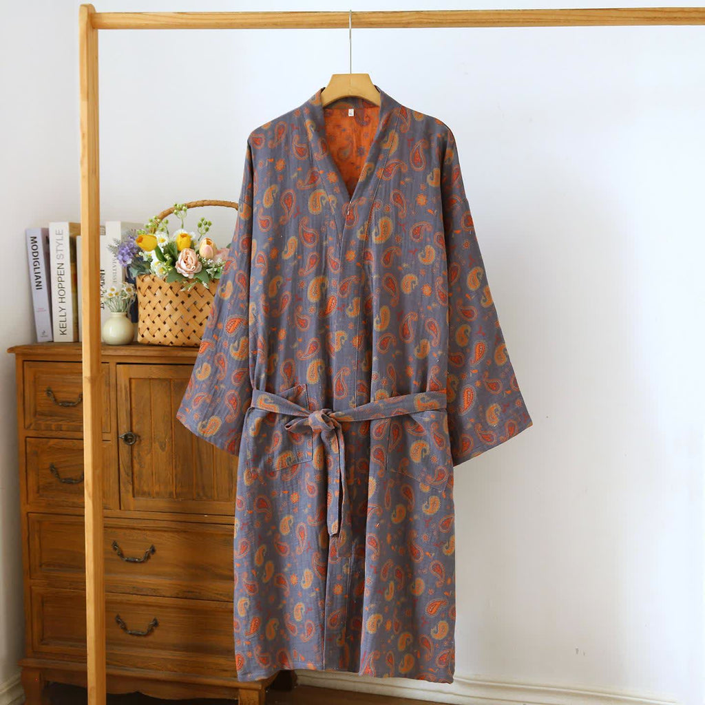 Paisley Cotton Gauze Japanese Kimono Robe