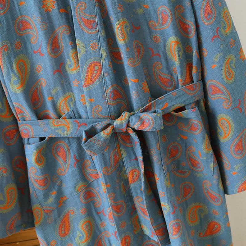Paisley Cotton Gauze Japanese Kimono Robe