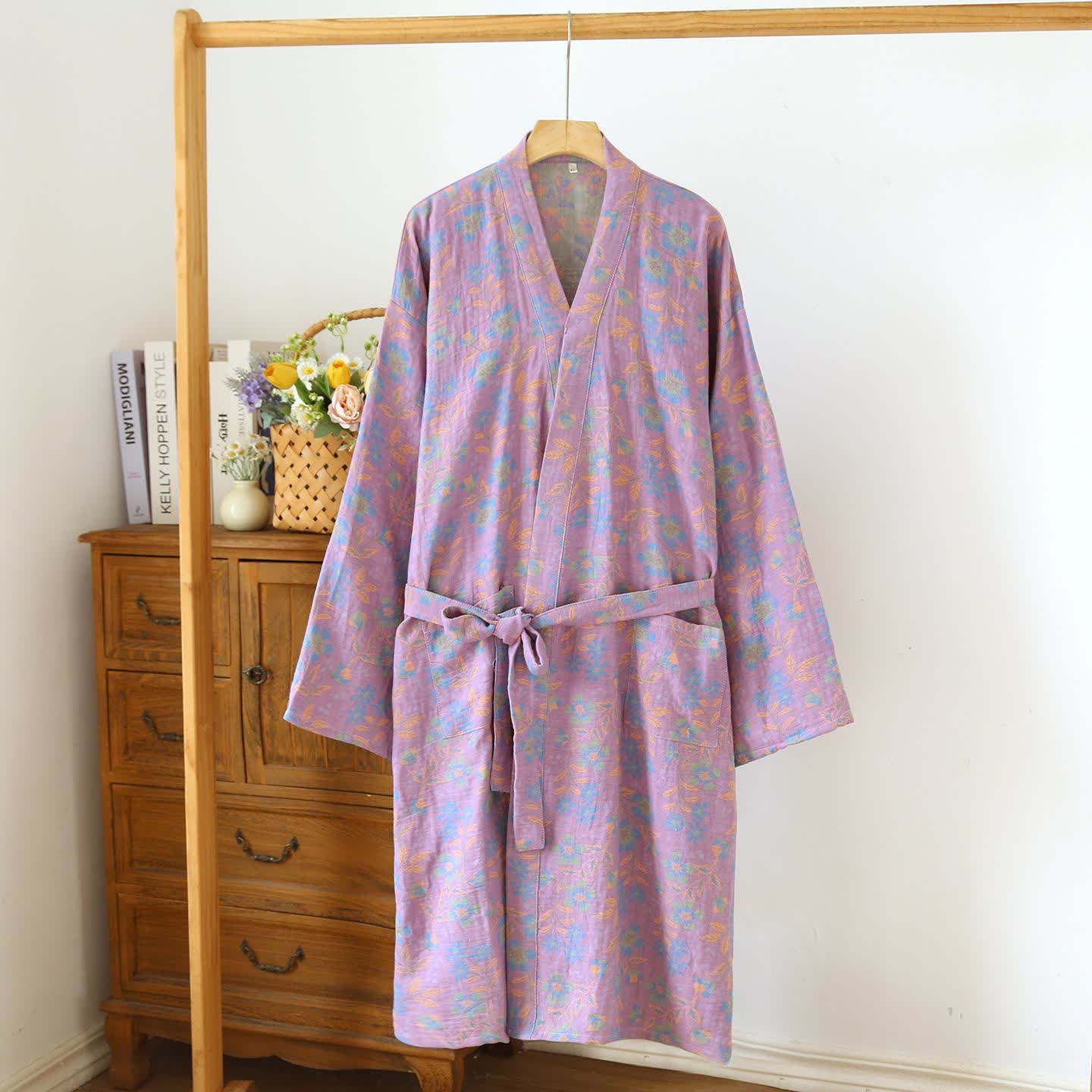 Daffodil Cotton Japanese Kimono Robe