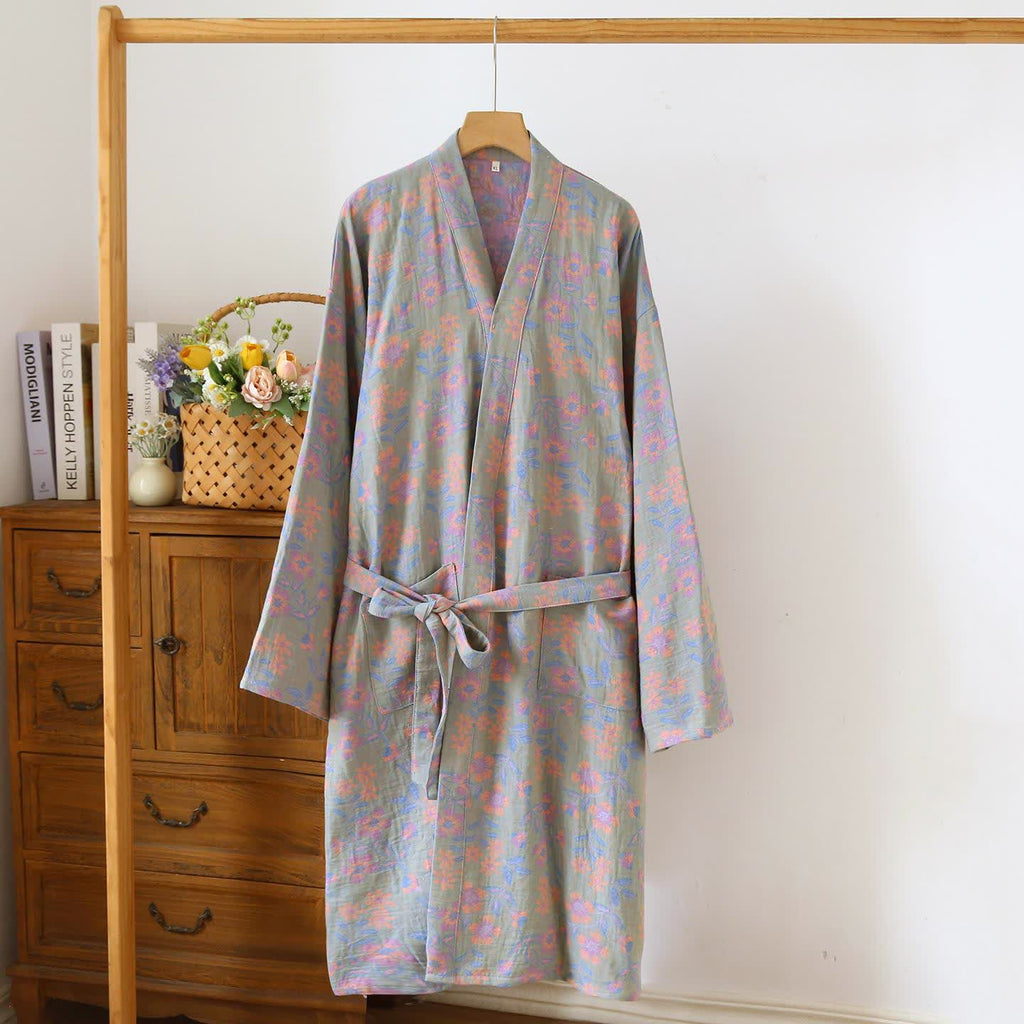 Daffodil Cotton Japanese Kimono Robe