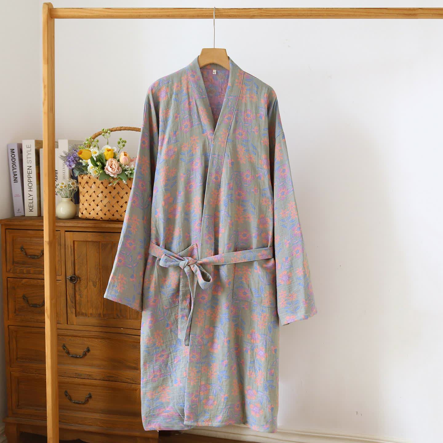 Daffodil Cotton Japanese Kimono Robe