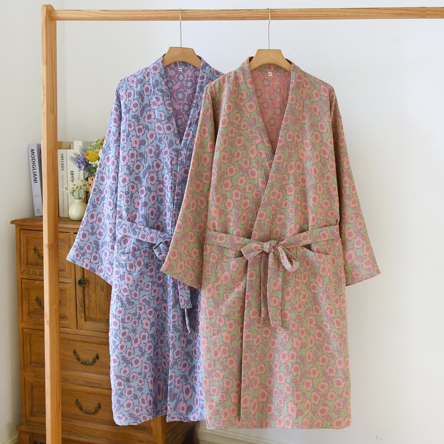 Begonia Cotton Japanese Kimono Robe