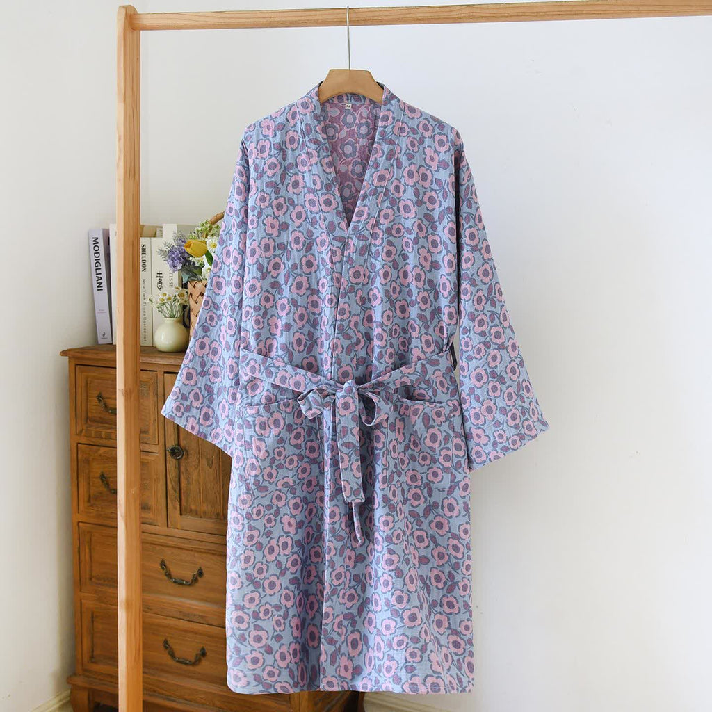 Begonia Cotton Japanese Kimono Robe
