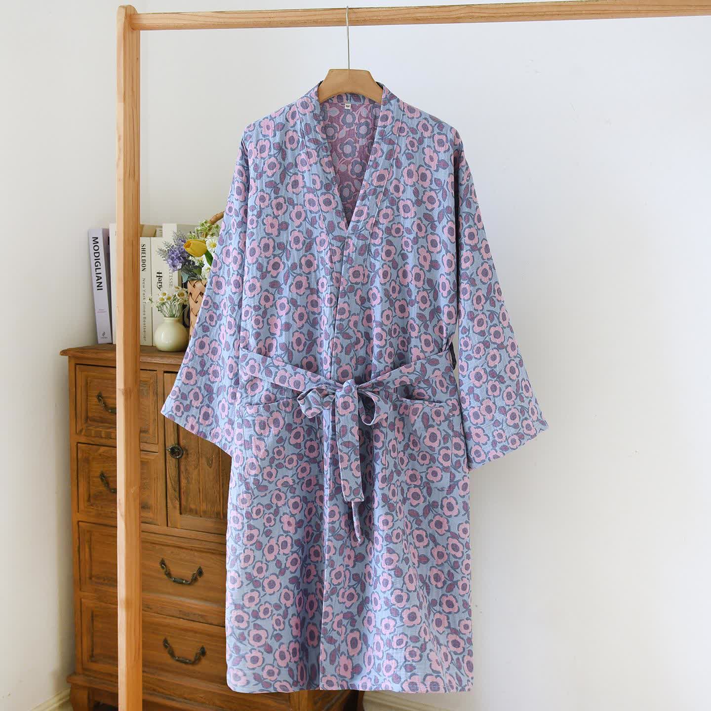 Begonia Cotton Japanese Kimono Robe