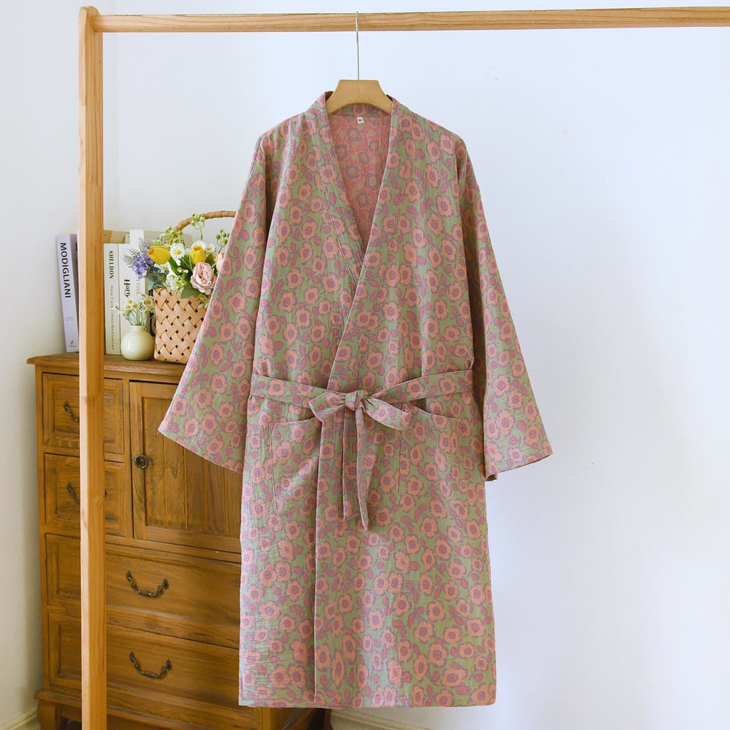 Begonia Cotton Japanese Kimono Robe