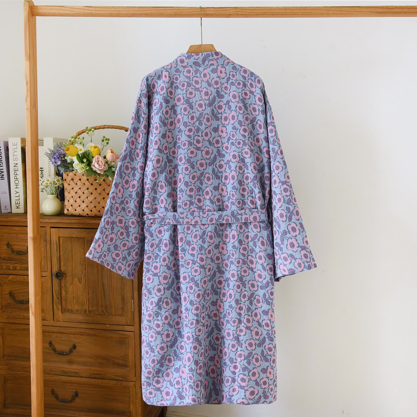 Begonia Cotton Japanese Kimono Robe