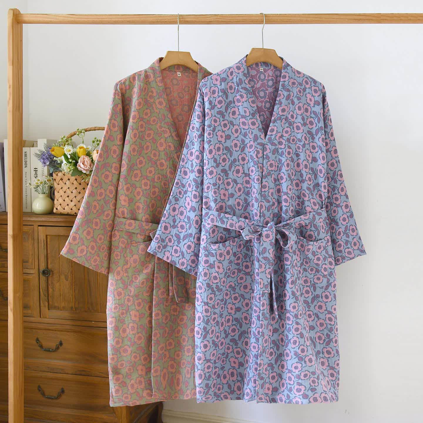 Begonia Cotton Japanese Kimono Robe