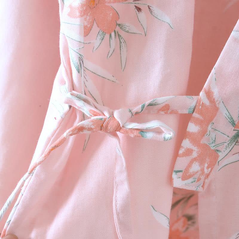 Peach Blossom Cotton Japanese Kimono Robe