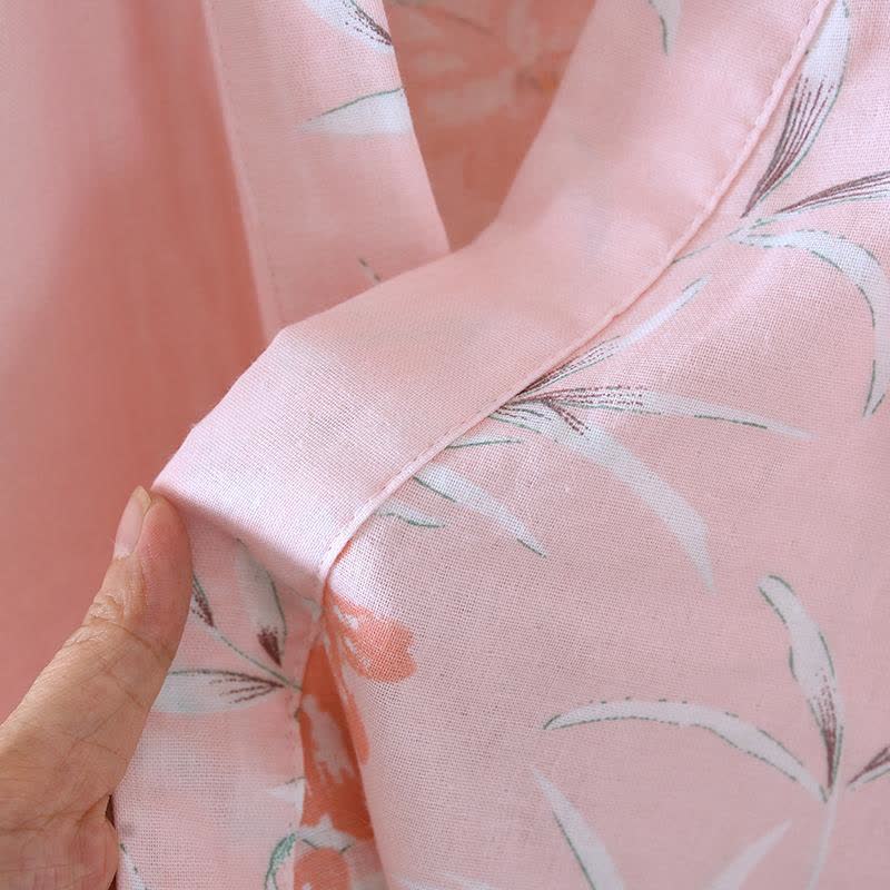 Peach Blossom Cotton Japanese Kimono Robe