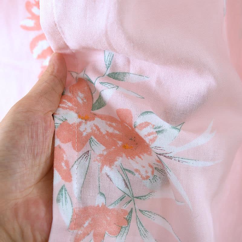 Peach Blossom Cotton Japanese Kimono Robe