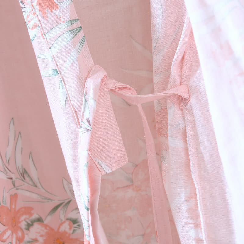 Peach Blossom Cotton Japanese Kimono Robe
