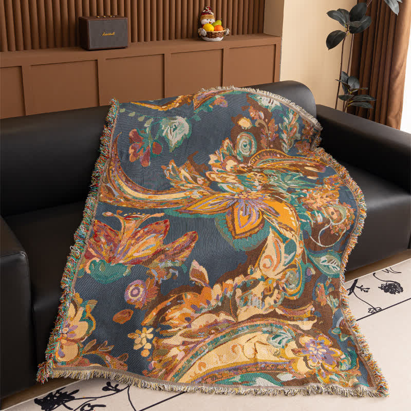 Retro Floral Cotton Gauze Throw