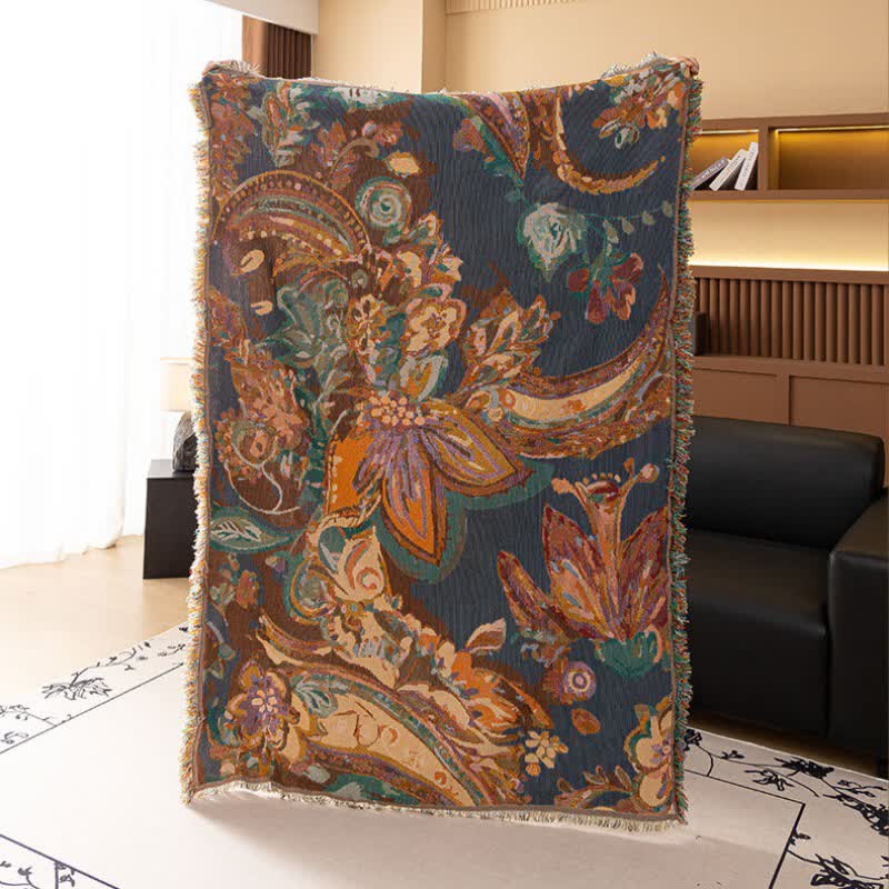 Retro Floral Cotton Gauze Throw