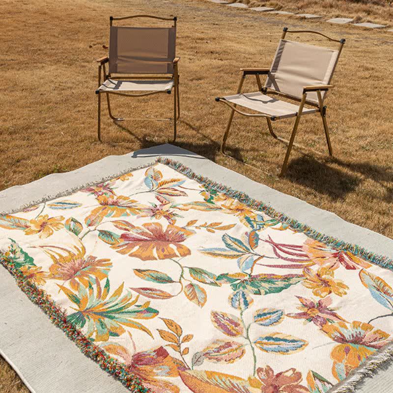 Leaf Floral Cotton Gauze Throw