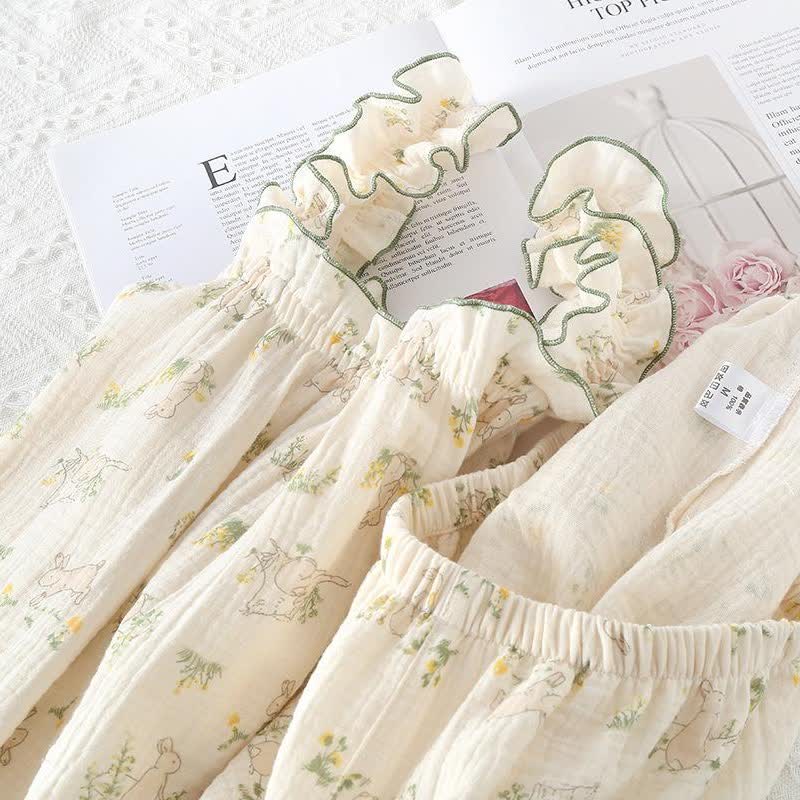 Rustic Bunny Cotton Ruffle Cami Pajamas