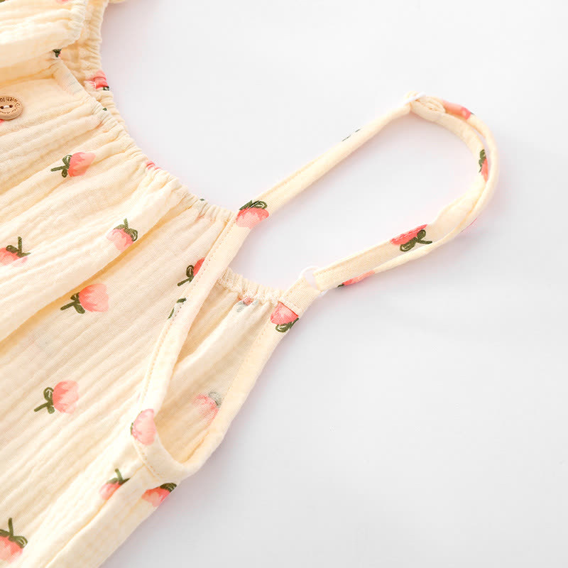 Kapok Flower Cotton Gauze Ruffle Pajamas