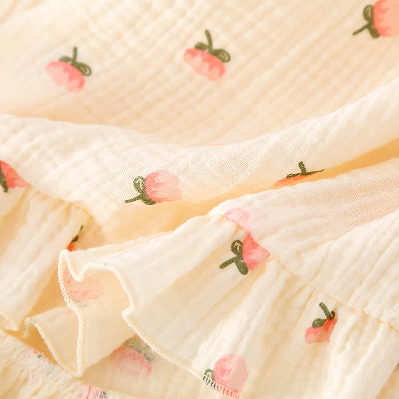 Kapok Flower Cotton Gauze Ruffle Pajamas