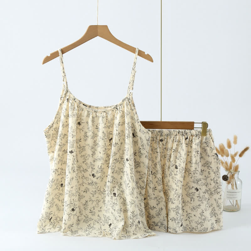 Bunny Floral Cotton Gauze Cami Pajamas
