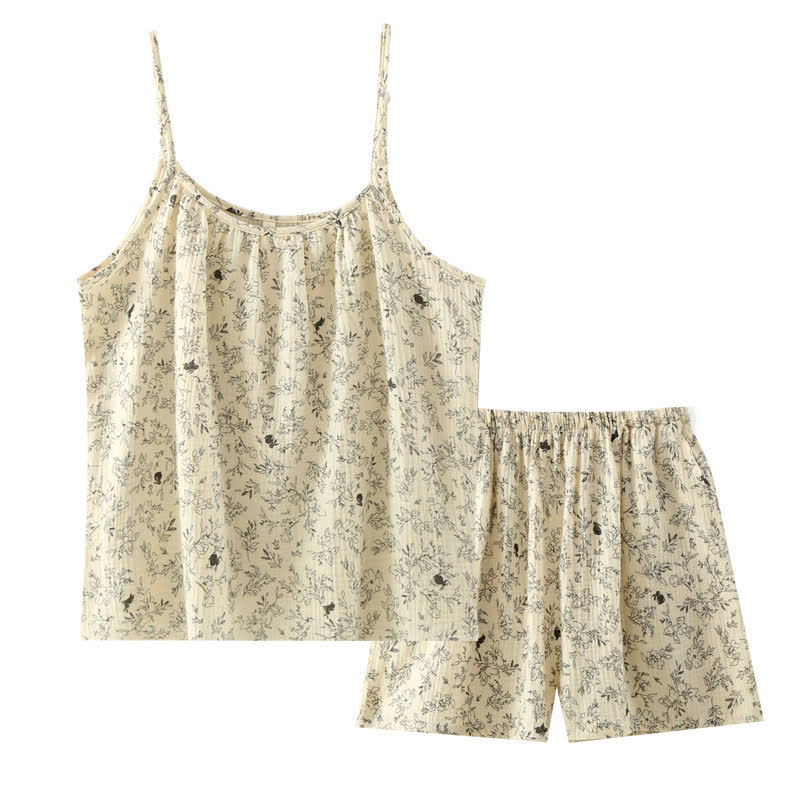 Bunny Floral Cotton Gauze Cami Pajamas