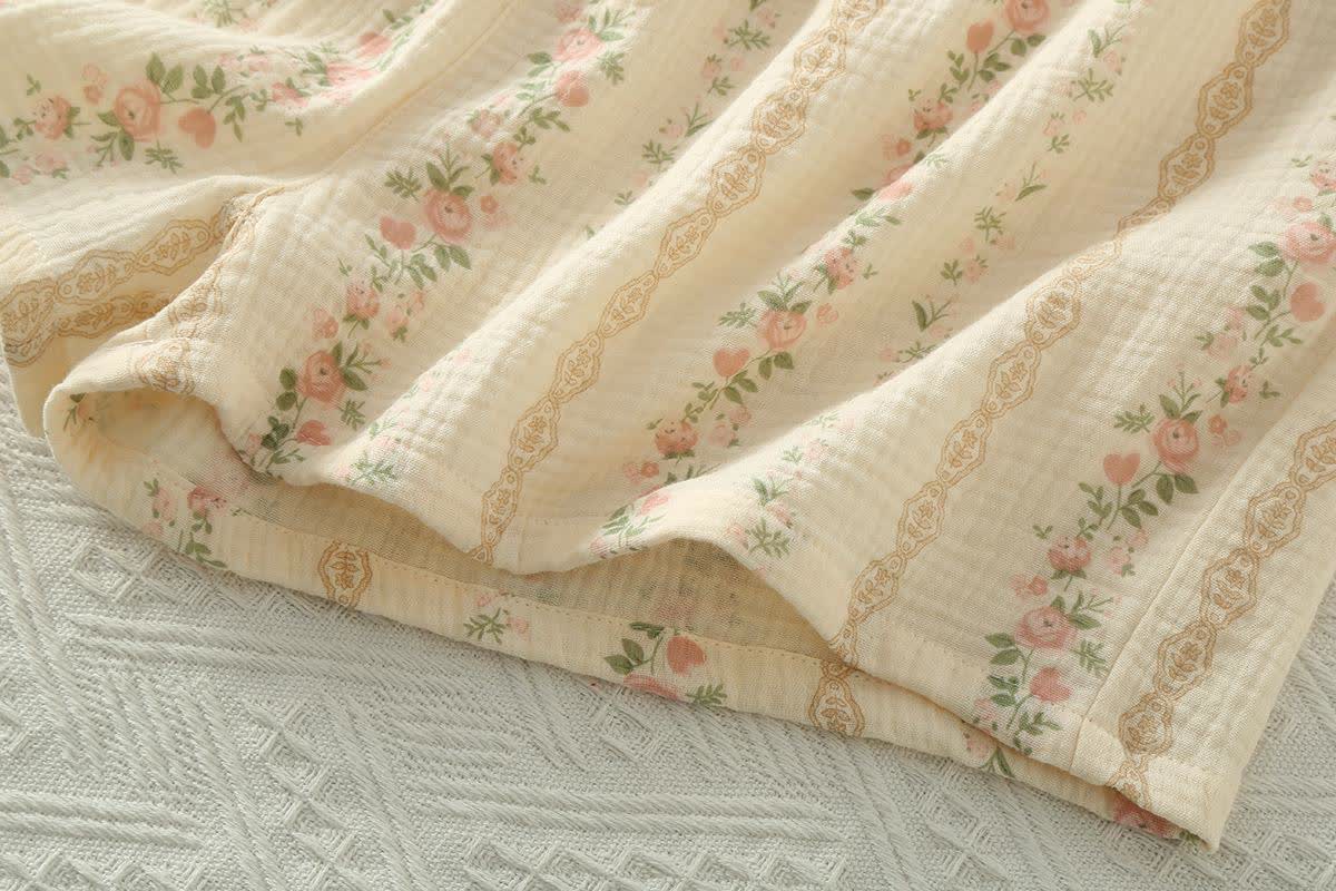 Striped Floral Cotton Gauze Cami Pajamas