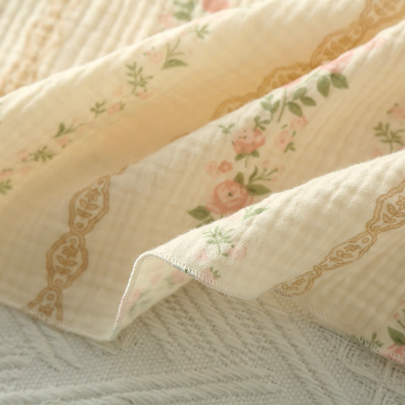 Striped Floral Cotton Gauze Cami Pajamas