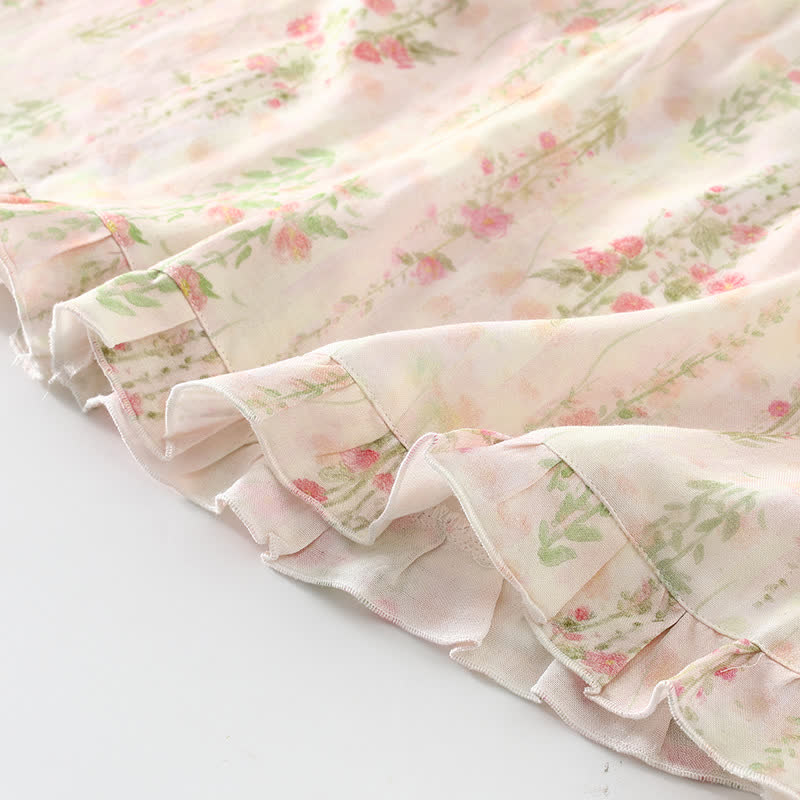 Pink Rose Padded Ruffle Sleeveless Nightwear