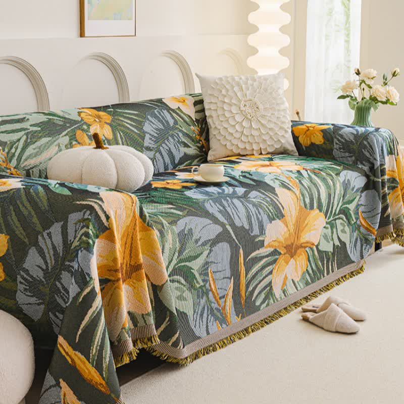 Leaf Lily Sofa Throw Blanket