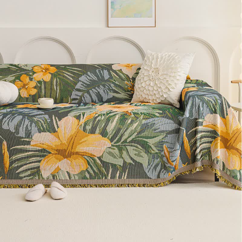Leaf Lily Sofa Throw Blanket