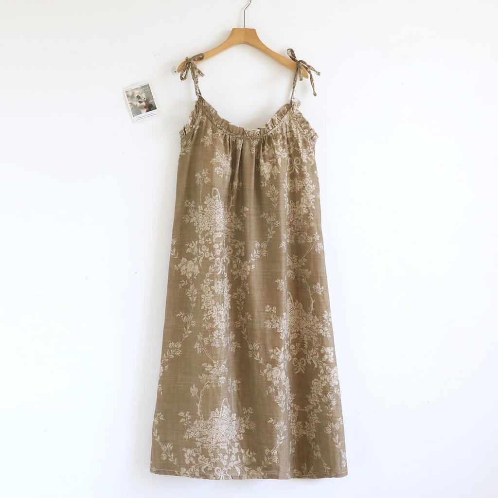 Rose Bow Cotton Padded Cami Nightdress