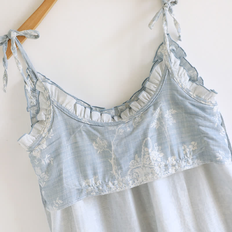 Rose Bow Cotton Padded Cami Nightdress