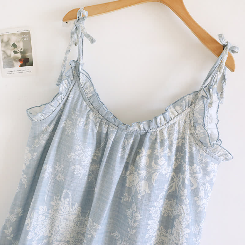 Rose Bow Cotton Padded Cami Nightdress