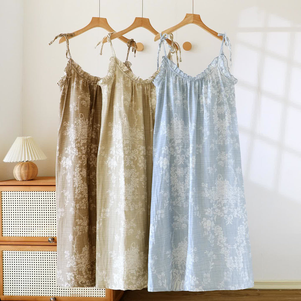 Rose Bow Cotton Padded Cami Nightdress