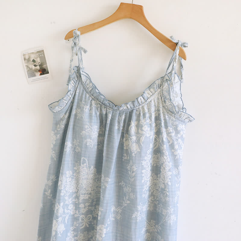 Rose Bow Cotton Padded Cami Nightdress
