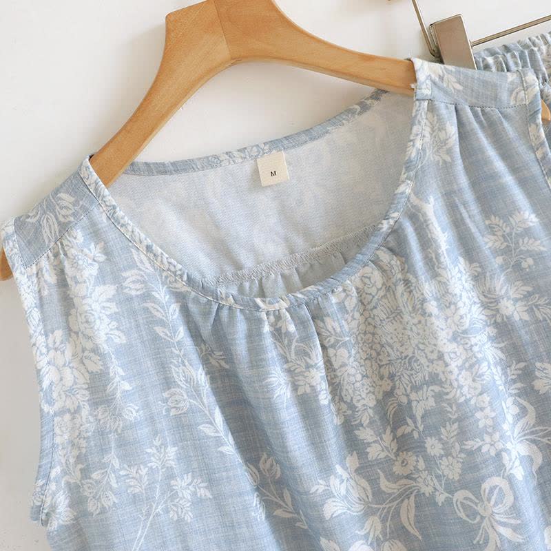 Rose Bow Cotton Tank Pajama Set