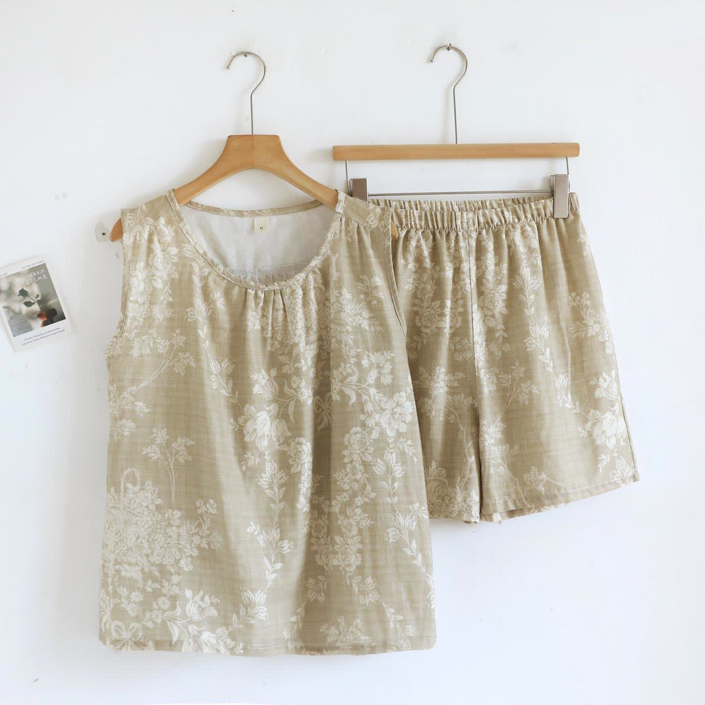 Rose Bow Cotton Tank Pajama Set