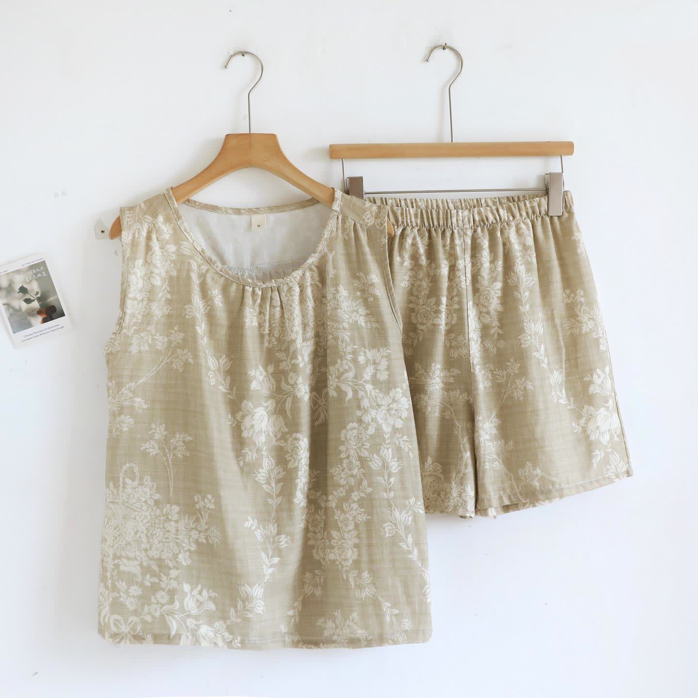 Rose Bow Cotton Tank Pajama Set