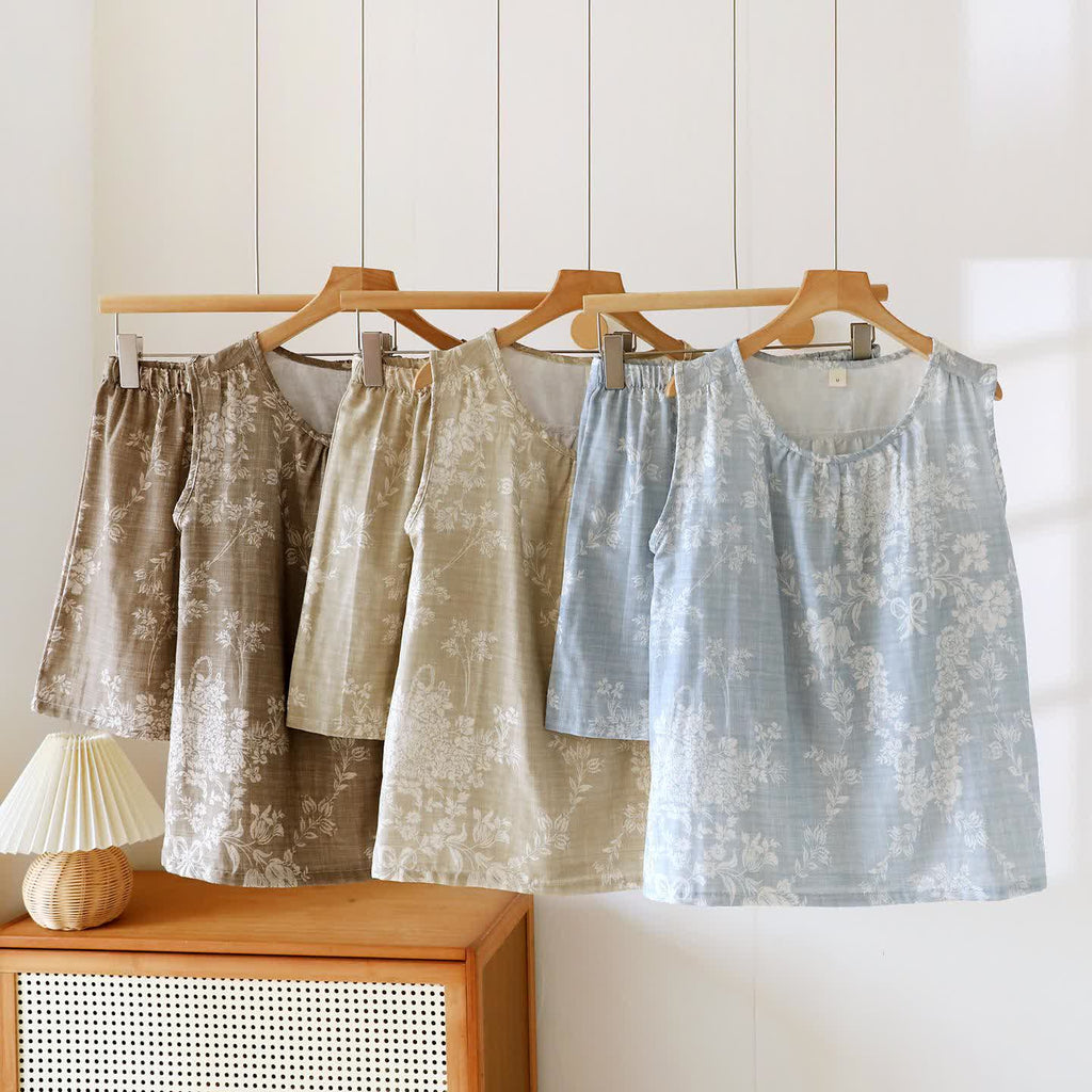 Rose Bow Cotton Tank Pajama Set