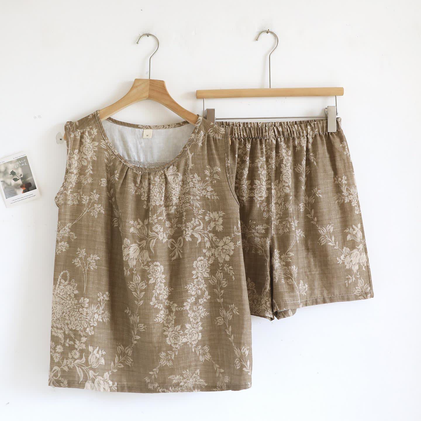 Rose Bow Cotton Tank Pajama Set