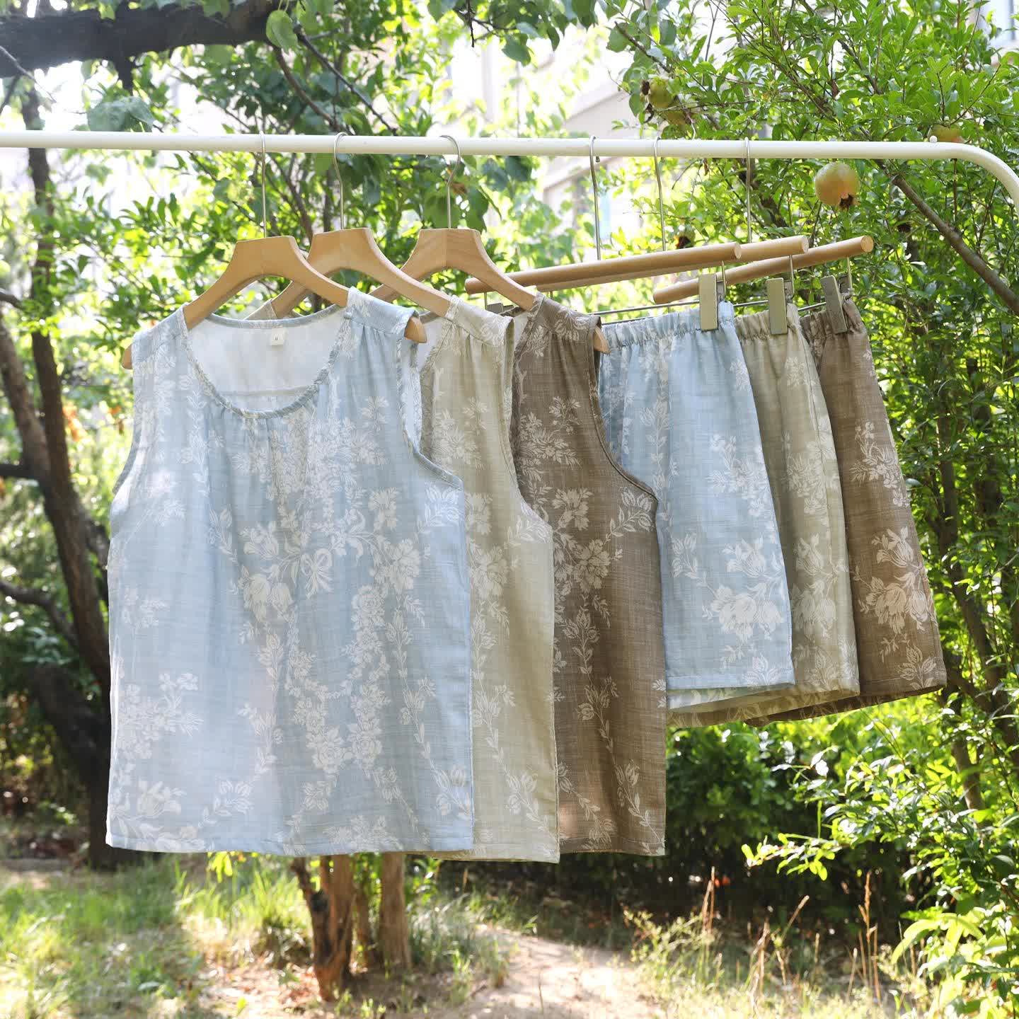 Rose Bow Cotton Tank Pajama Set