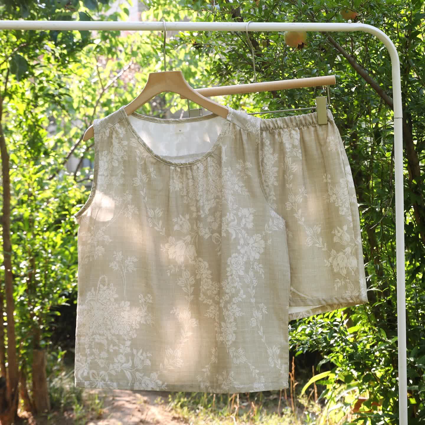 Rose Bow Cotton Tank Pajama Set