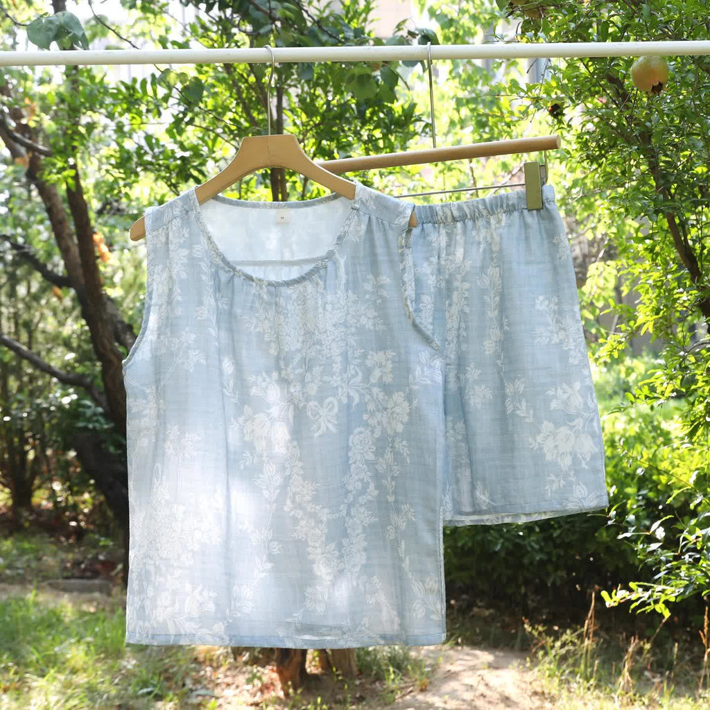 Rose Bow Cotton Tank Pajama Set