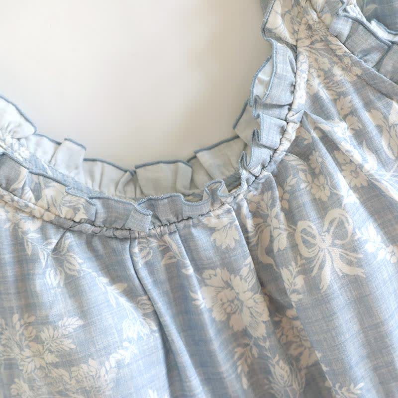 Rose Bow Cotton Padded Cami Pajamas