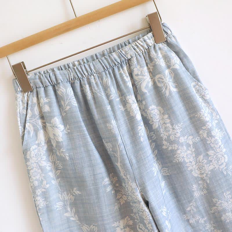 Rose Bow Cotton Padded Cami Pajamas