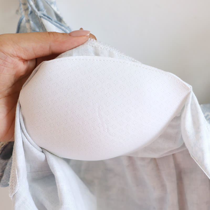 Rose Bow Cotton Padded Cami Pajamas