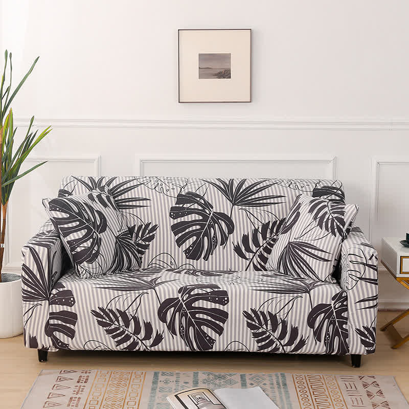 Monstera Print Stretch Sofa Slipcover