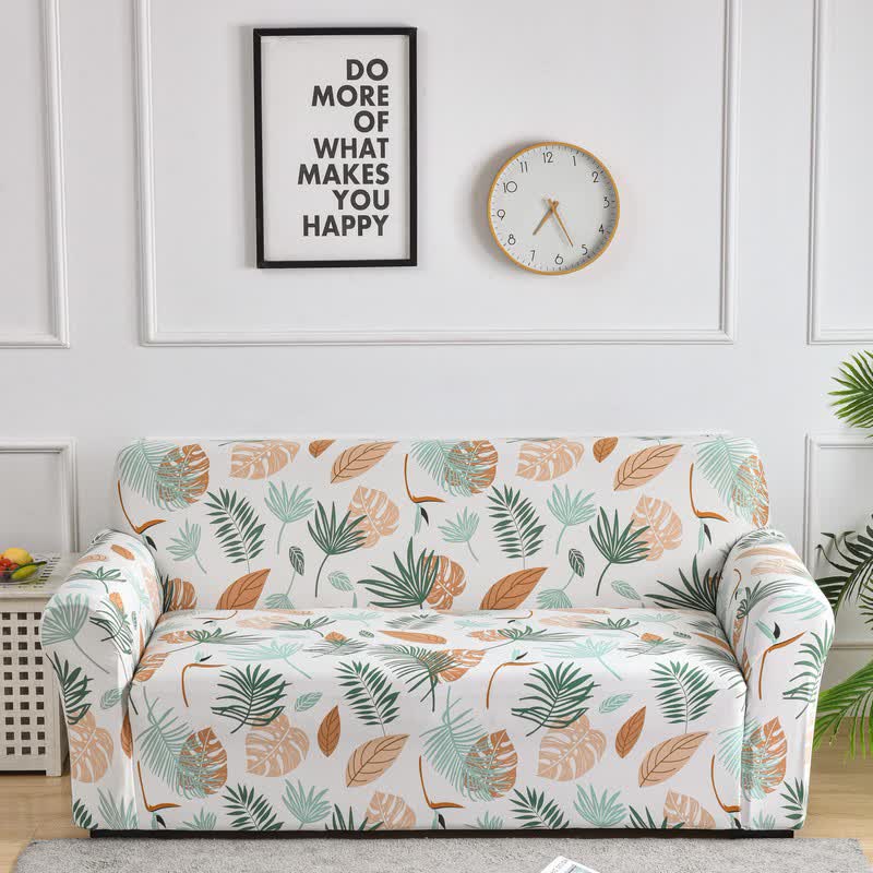 Fallen Leaf Print Stretch Sofa Slipcover