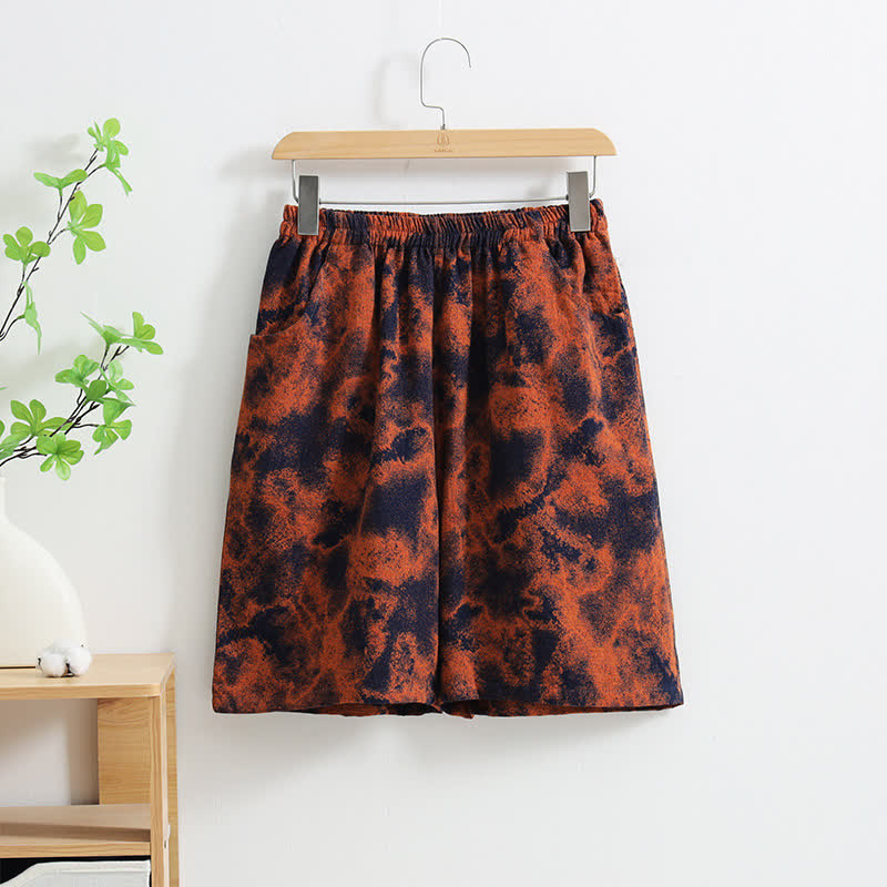 Artistic Jacquard Cotton Linen Pajama Shorts