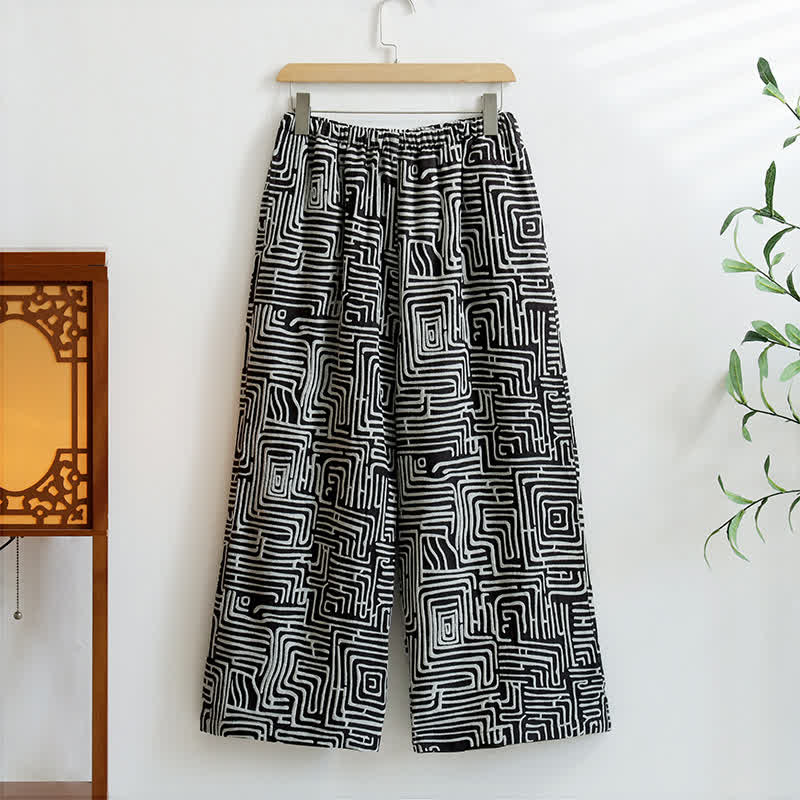 Greek Key Print Jacquard Lounge Pants