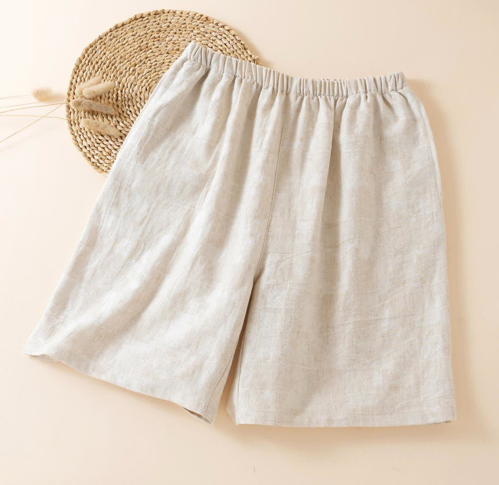 Couple Matching Cotton Linen Pajama Shorts