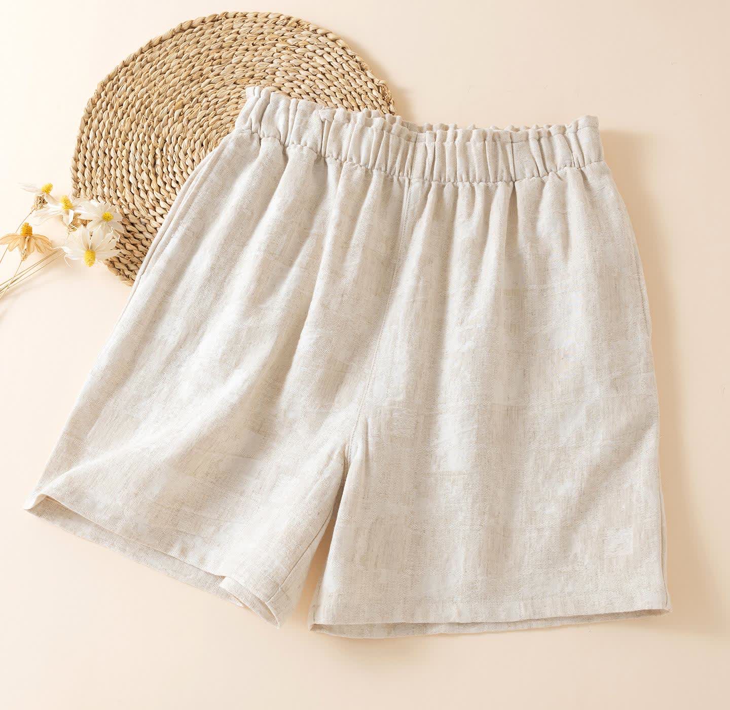 Couple Matching Cotton Linen Pajama Shorts